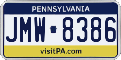 PA license plate JMW8386