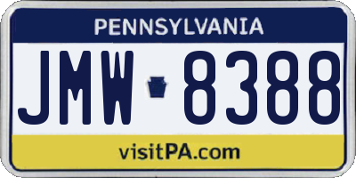 PA license plate JMW8388