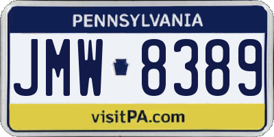 PA license plate JMW8389