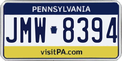 PA license plate JMW8394