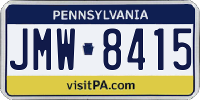 PA license plate JMW8415