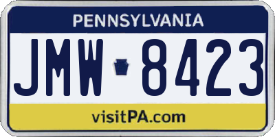 PA license plate JMW8423