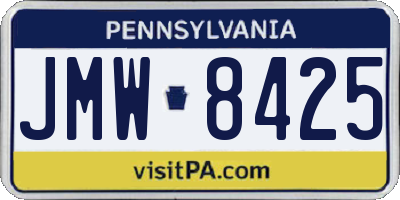 PA license plate JMW8425