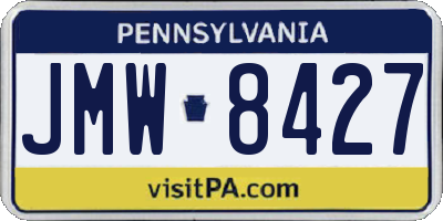 PA license plate JMW8427