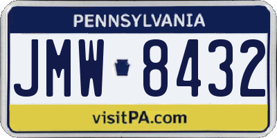 PA license plate JMW8432