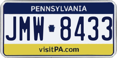 PA license plate JMW8433