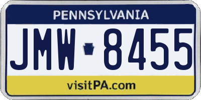 PA license plate JMW8455