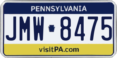 PA license plate JMW8475