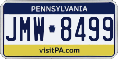 PA license plate JMW8499