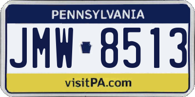 PA license plate JMW8513