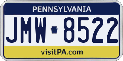 PA license plate JMW8522