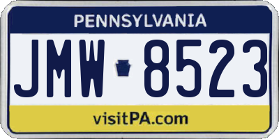 PA license plate JMW8523