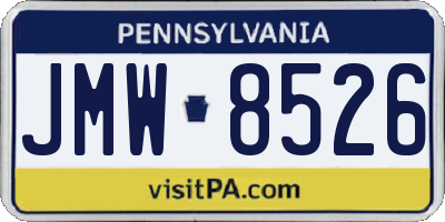 PA license plate JMW8526