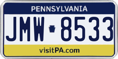 PA license plate JMW8533