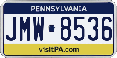 PA license plate JMW8536