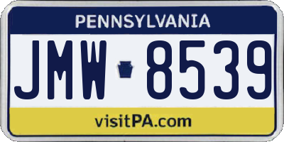 PA license plate JMW8539