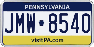 PA license plate JMW8540