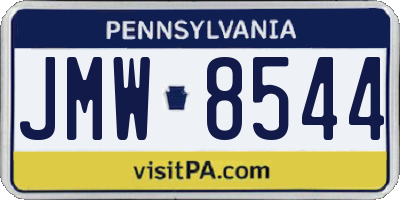PA license plate JMW8544