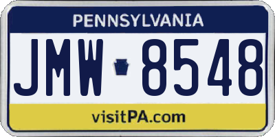 PA license plate JMW8548