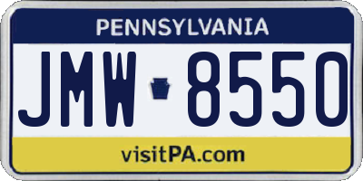 PA license plate JMW8550