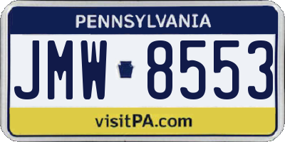 PA license plate JMW8553