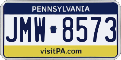 PA license plate JMW8573