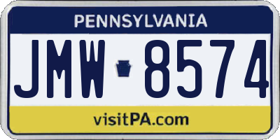 PA license plate JMW8574