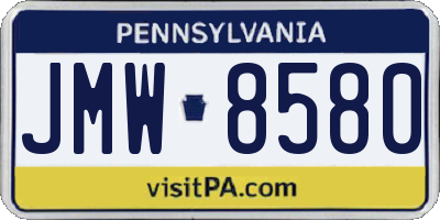 PA license plate JMW8580
