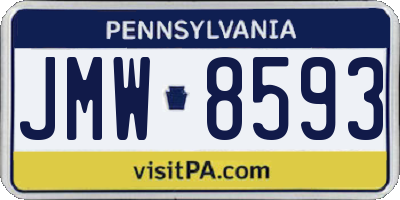 PA license plate JMW8593