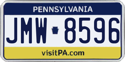 PA license plate JMW8596