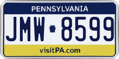 PA license plate JMW8599