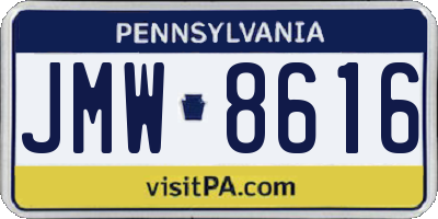 PA license plate JMW8616