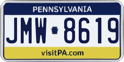 PA license plate JMW8619