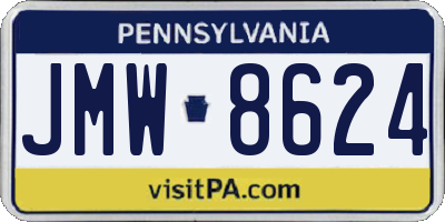 PA license plate JMW8624