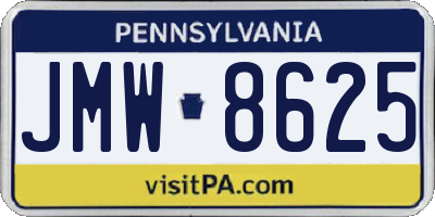 PA license plate JMW8625