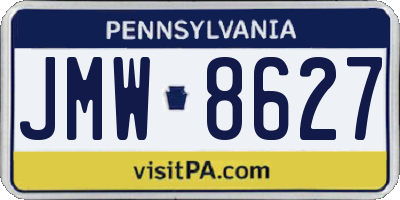 PA license plate JMW8627