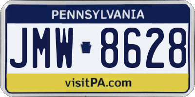 PA license plate JMW8628