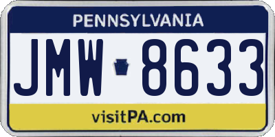 PA license plate JMW8633