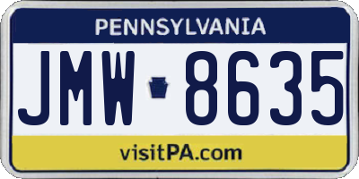 PA license plate JMW8635