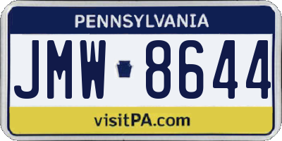 PA license plate JMW8644