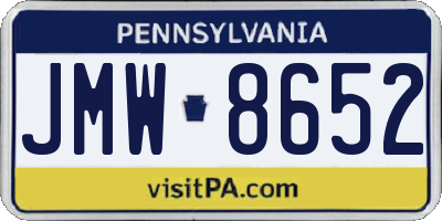 PA license plate JMW8652