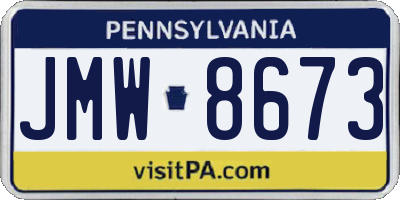 PA license plate JMW8673