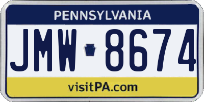 PA license plate JMW8674