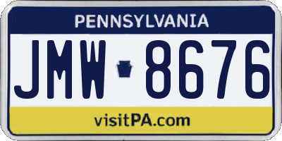 PA license plate JMW8676