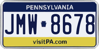 PA license plate JMW8678