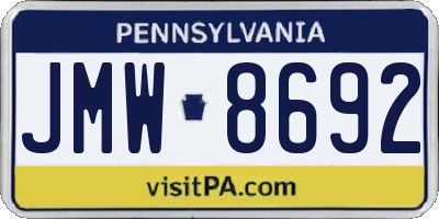 PA license plate JMW8692