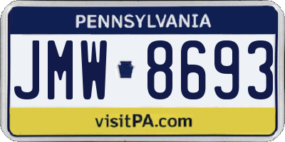 PA license plate JMW8693