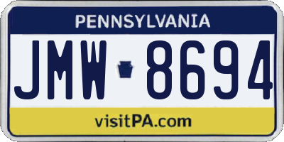 PA license plate JMW8694