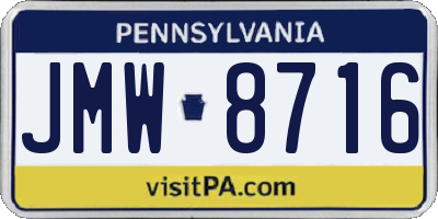 PA license plate JMW8716