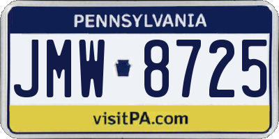 PA license plate JMW8725